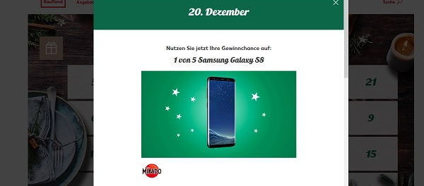 Kaufland Adventskalender Gewinnspiel Samsung Galaxy S8
