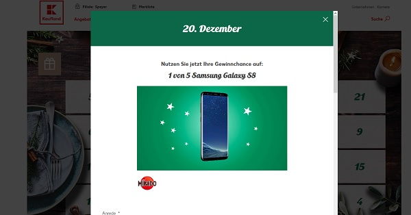 Samsung Galaxy S8 Smartphone Gewinnspiel Kaufland