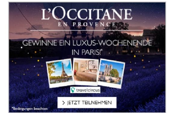 L´Occitane Weihnachtsgewinnspiel Paris Luxus-Wochenendreise gewinnen