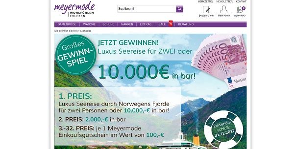 Meyer Mode Reise oder Geld Gewinnspiel 10.000 Euro