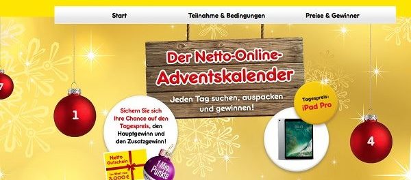 Netto Adventskalender Gewinnspiel 15. Türchen Apple iPad Pro 2017
