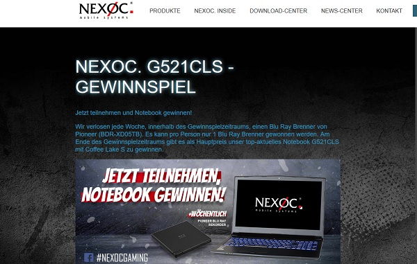 Gamer Notebook Gewinnspiel Nexoc 2017