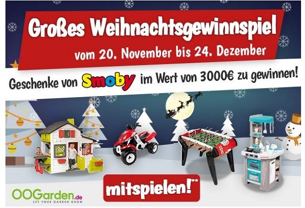 OOGarden Weihnachtsgewinnspiel 2017 Smoby Spielzeuge kostenlos gewinnen