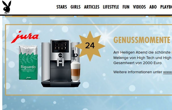 Playboy Adventskalender Gewinnspiel 2017 Jura Kaffeevollautomat