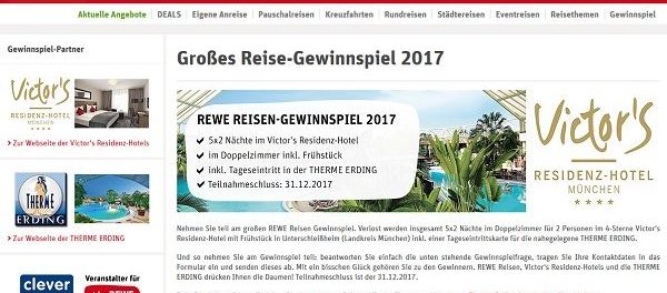 REWE Reisen Gewinnspiel 5 München Aufenthalte 2018