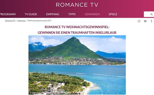Romance TV Weihnachtsgewinnspiel Reise Indischer Ozean