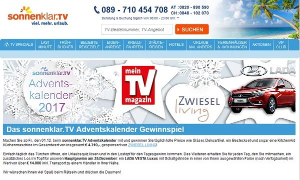 Sonnenklar.tv Adventskalender Gewinnspiel 2017 Auto gewinnen