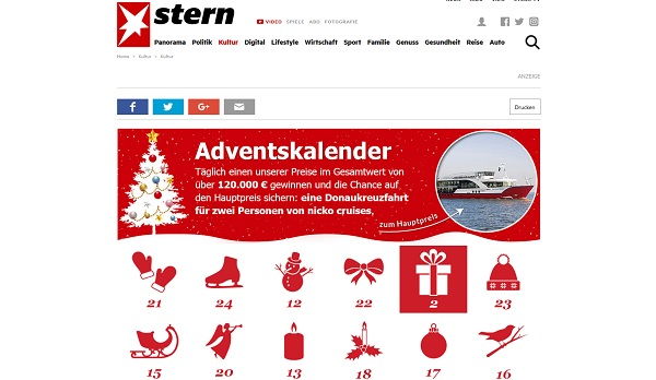 Stern.de Adventskalender Gewinnspiel 2017