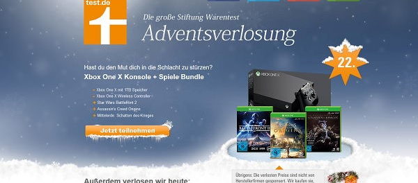 Stiftung Warentest Adventskalender Gewinnspiel XBox one 2017