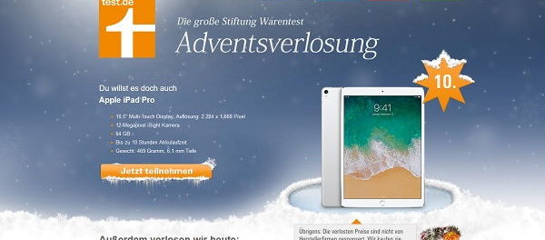 Stiftung Warentest Adventsverlosung Apple iPad Pro