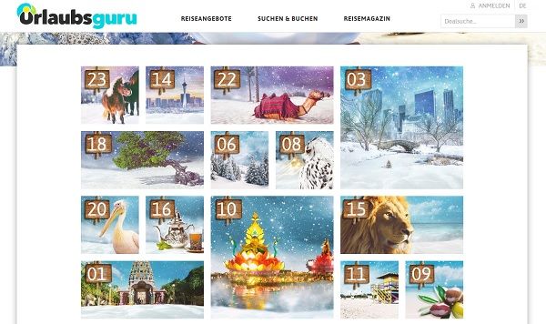 Urlaubsguru Adventskalender Gewinnspiel 2017 Reisen gewinnen