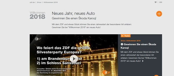 ZDF Willkommen 2018 Auto Gewinnspiel Skoda