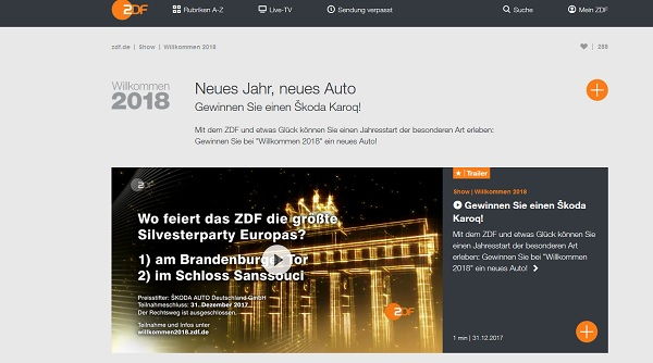 Auto-Gewinnspiel ZDF Willkommen 2017 Skoda Karoq gewinnen