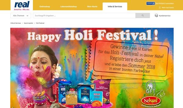 Holi Festival Tickets Gewinnspiel real 2018