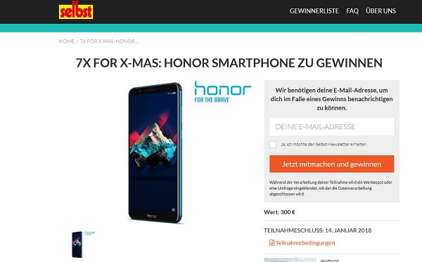Honor 7X Smartphone Gewinnspiel Selbst.de
