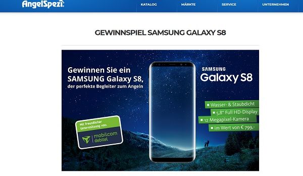 Samsung Galaxy S8 Gewinnspiel Angel Spezi
