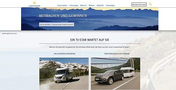 Caravaning-Info Gewinnspiel Wohnmobil und Wohnwagen gewinnen 2018