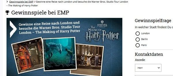 EMP Gewinnspiel Harry Potter Reise London