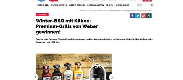 GQ Magazin Gewinnspiel Weber Grill Kühne 2018