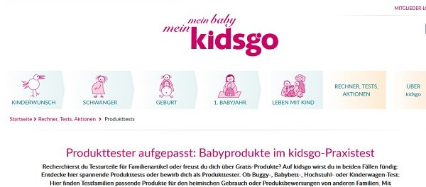 Kidsgo Gewinnspiele Produkttester Kinder- und Babyartikel gesucht