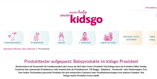 Kidsgo Gewinnspiele Produkttester Kinder- und Babyartikel gesucht