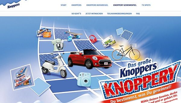 Knoppers Knoppery Auto-Gewinnspiel Mini Cabrio und Sachpreise