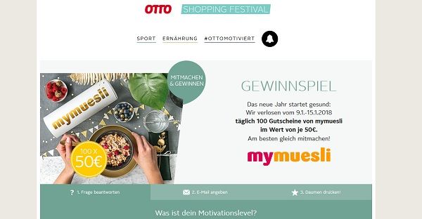 Otto Shopping Festival Gewinnspiel täglich 100 Gutscheine gewinnen