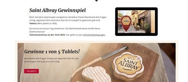 Saint Albray Gewinnspiel Ich-liebe-Kaese.de Tablets gewinnen