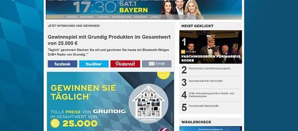 Sat1 Bayern Gewinnspiel täglich Grundig Produkte 2018