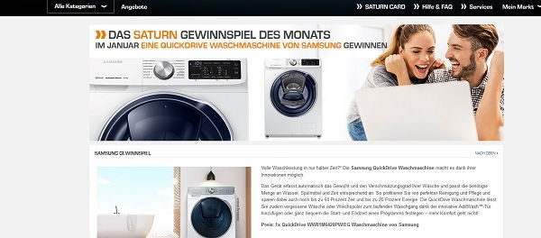 Saturn Gewinnspiel des Monats Samsung Waschmaschine 2018