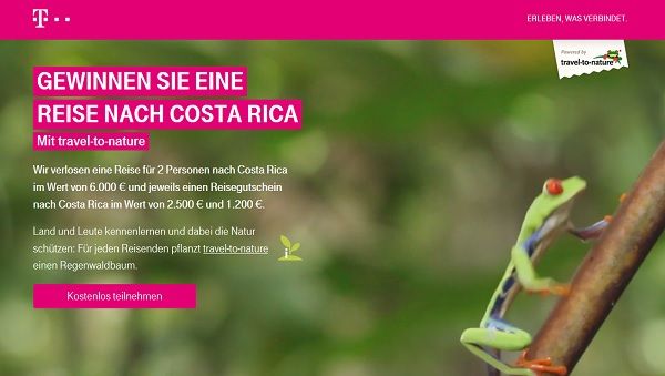 Costa Rica Reise Gewinnspiel Telekom und travel to nature