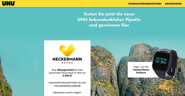 UHU Gewinnspiel 2.500 Euro Neckermann Reisen Gutschein