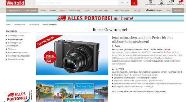 Weltbild Verlag Gewinnspiel Lumix Reisezoom Kamera und Buchpakete