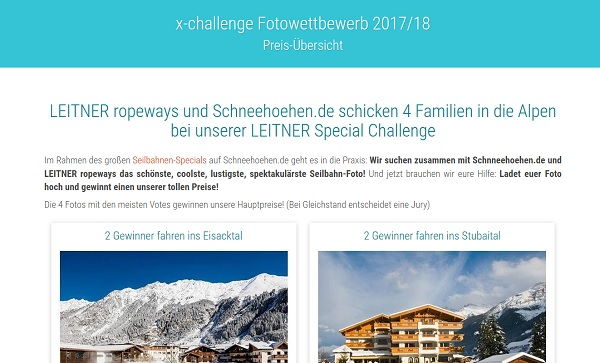 Reisen-Gewinnspiel X-Challenge Fotowettbewerb 2018