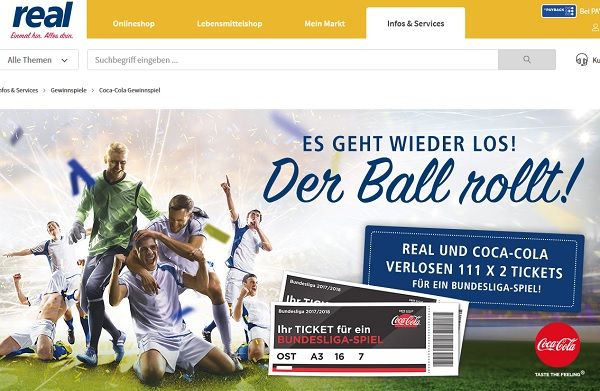 real Gewinnspiel Coca Cola verlost 111 mal 2 Bundesligatickets 2018