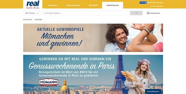 real und Homann Gewinnspiel Paris Wochenendreise Gutschein