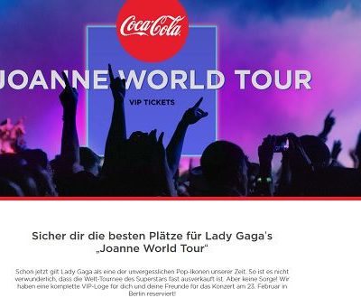 Coca Cola Lady Gaga Gewinnspiel 2018