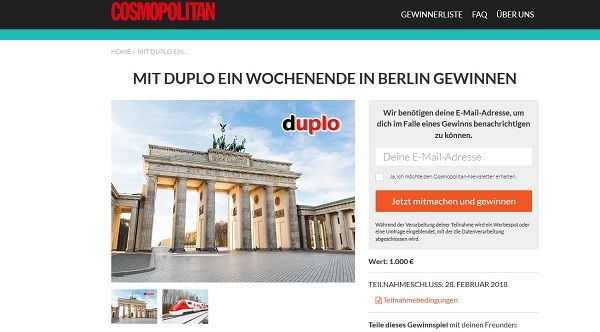 duplo und Cosmopolitan Gewinnspiel Berlin Reise