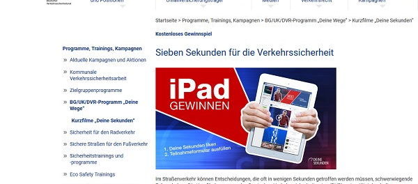 Gewinnspiel Deutscher Verkehrssicherheitstrat Apple iPad 32GB