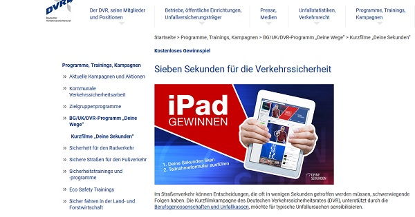 Gewinnspiel Deutscher Verkehrssicherheitstrat Apple iPad 32GB