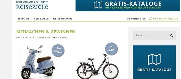 Gewinnspiel Deutschlands sch&ouml;nste Reiseziele Vespa oder E-Bike