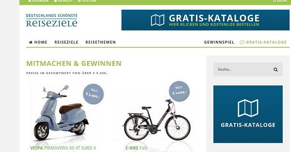 Gewinnspiel Deutschlands schönste Reiseziele Vespa oder E-Bike