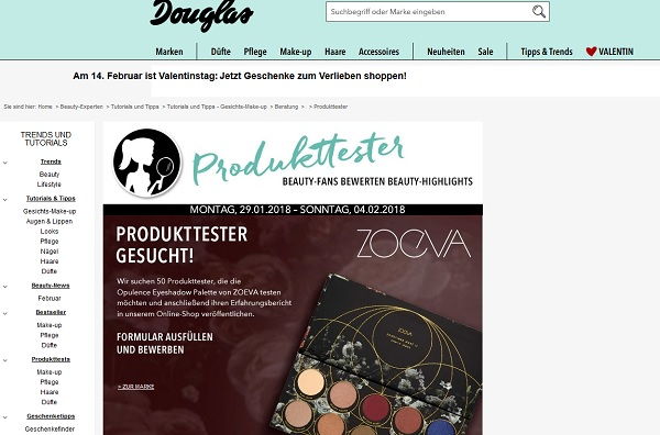 Douglas Gewinnspiele 50 Produkttester Eyeshadow Palette ZOEVA