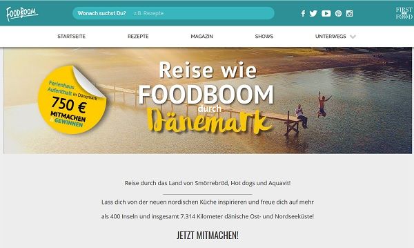 Reise-Gewinnspiel Foodboom Dänemark Ferienhaus und Tankgutschein