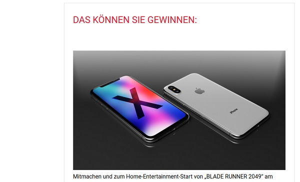 Apple iPhoneX Gewinnspiel GQ Magazin Blade Runner 2049