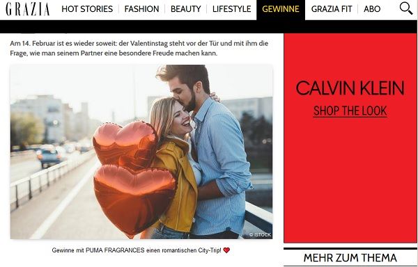 Valentinstag Gewinnspiel Grazia Magazin und PUMA FRAGRANCES Städtereisen