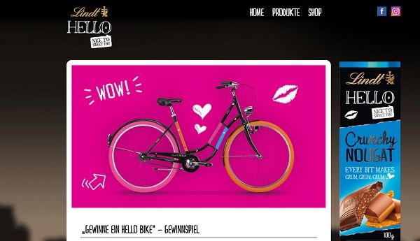 Fahrrad Gewinnspiel Lindt Schokolade gewinne ein HELLO Bike