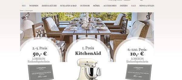 KitchenAid K&uuml;chenmaschine Gewinnspiel Loberon