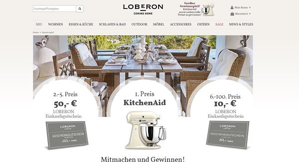 KitchenAid Küchenmaschine Gewinnspiel Loberon