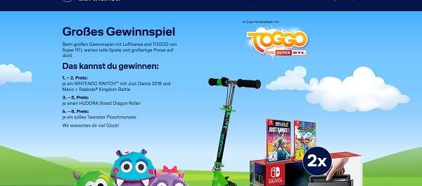 Nintendo Switch Gewinnspiel Lufthansa und Super RTL Toggo